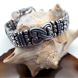 Brighton Manzanita Silver Plated Interlocking Hearts Toggle Bracelet Retired